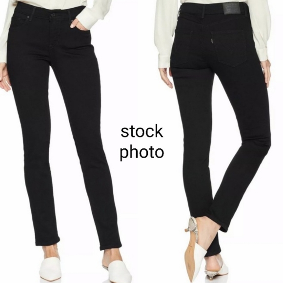 Levi's Denim - LEVI'S Classic Mid-Rise Skinny Black Denim Jeans 16 Long W33 L32